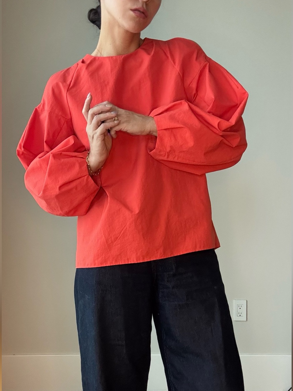 Red Balloon-Sleeve Shirt
